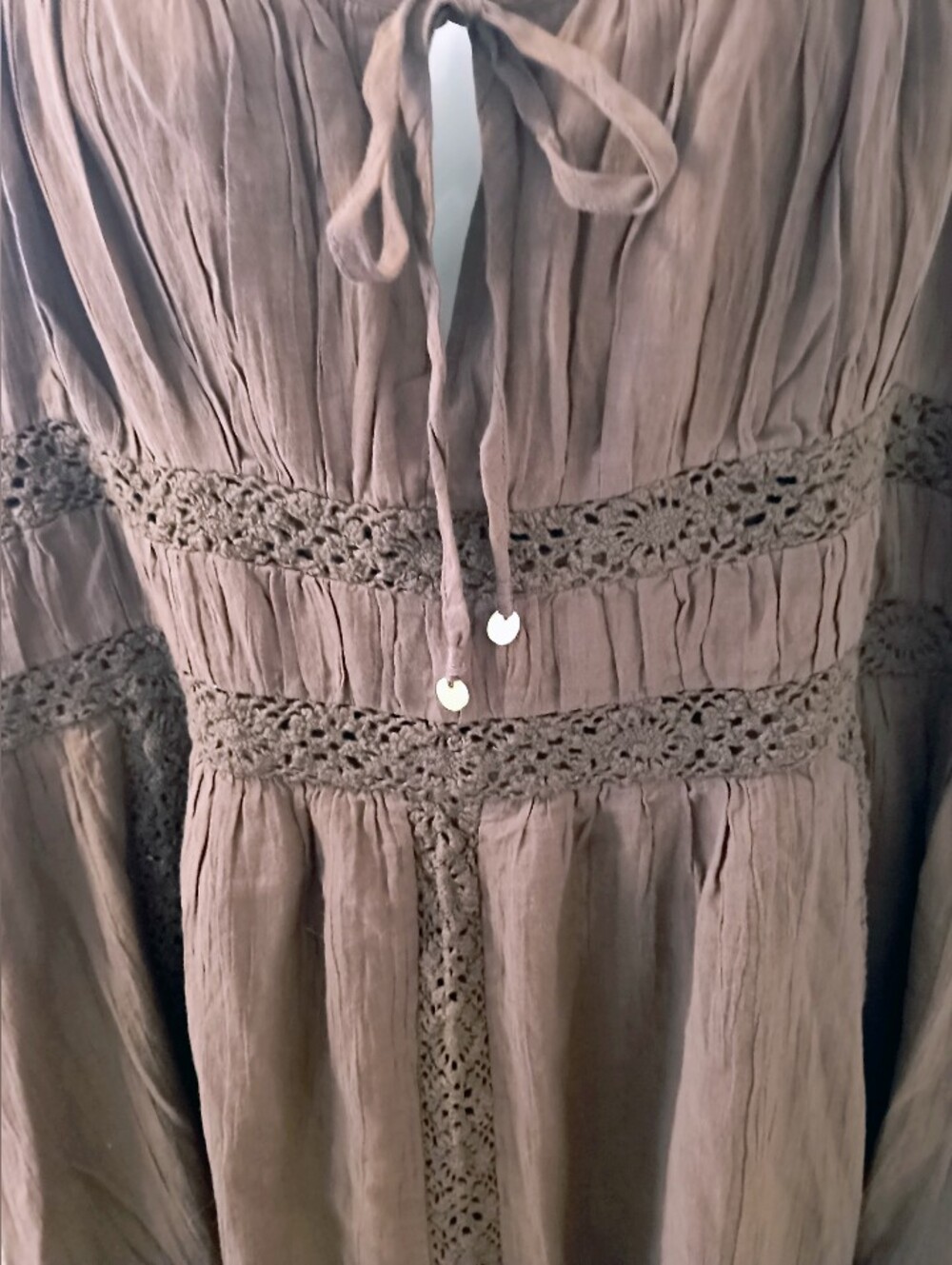 American Eagle Tie-Front Lace Midi Dress - Picture 10 of 13